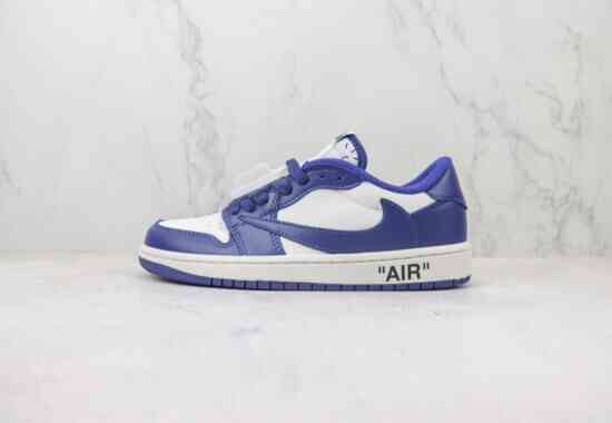 定制 TS联名倒钩 OW联名 OFF WHITE x Travis Scott x Nike Air Jordan AJ1 Low 乔1低帮篮球鞋 灰色 货号：DM7890-101