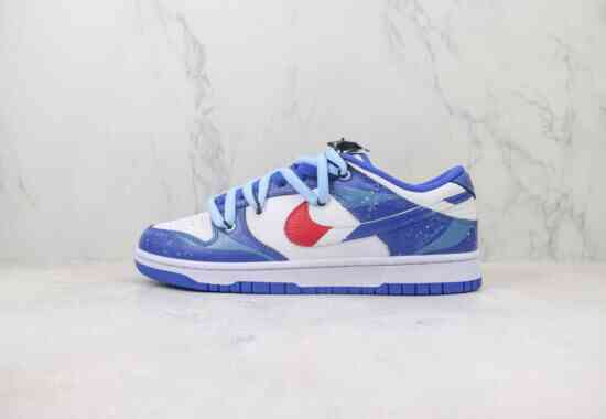 Nike SB Dunk Low 绑带解构 高帮篮球鞋 百事可乐 白深蓝 FD9064-110