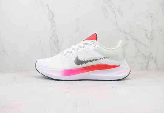 Nike Zoom WINFLO 8代 缓震大底 飞线 贾卡轻质透气休闲运动跑步鞋 白黑粉 货号: CW3419-100