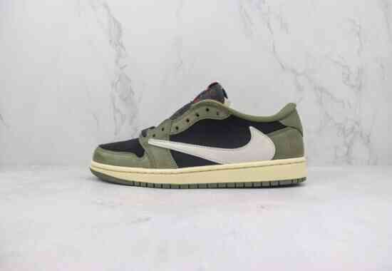 Travis Scott AJ1 Low TS联名军绿倒钩 低帮 鞋头冲孔 原厂织唛标 DM7866-002