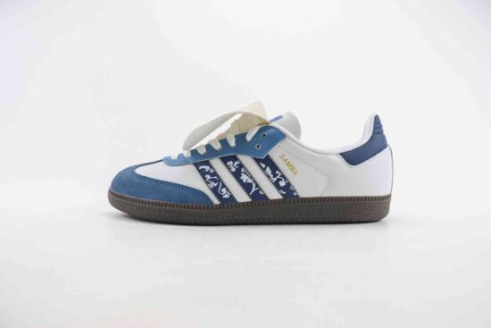 Adidas Originals Samba OG 桑巴低帮 德训百搭休闲板鞋 定制配色 白绿印花 货号：IG1024