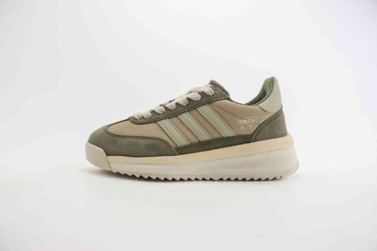 Adidas Originals SL 72 RTN 系列低帮增高厚底百搭休闲运动板鞋 米橄榄绿 货号：IH5632