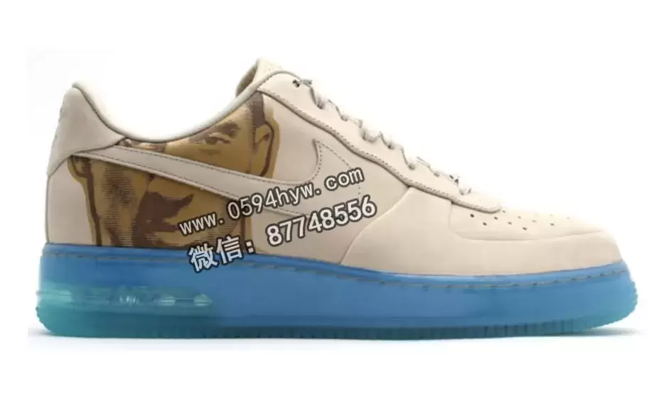 Kobe Bryant Nike Air Force 1 Low 2007 Linen University Blue with portrait graphic on heel