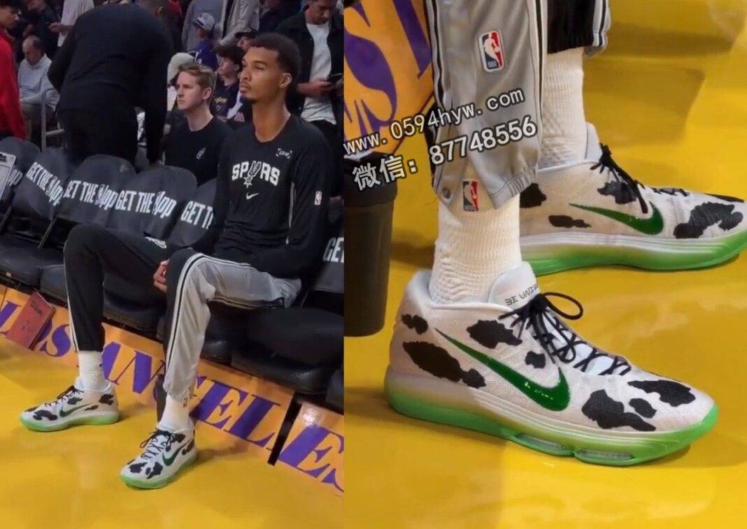 维克多·温班亚马展示“奶牛印花”耐克GT Hustle 3运动鞋