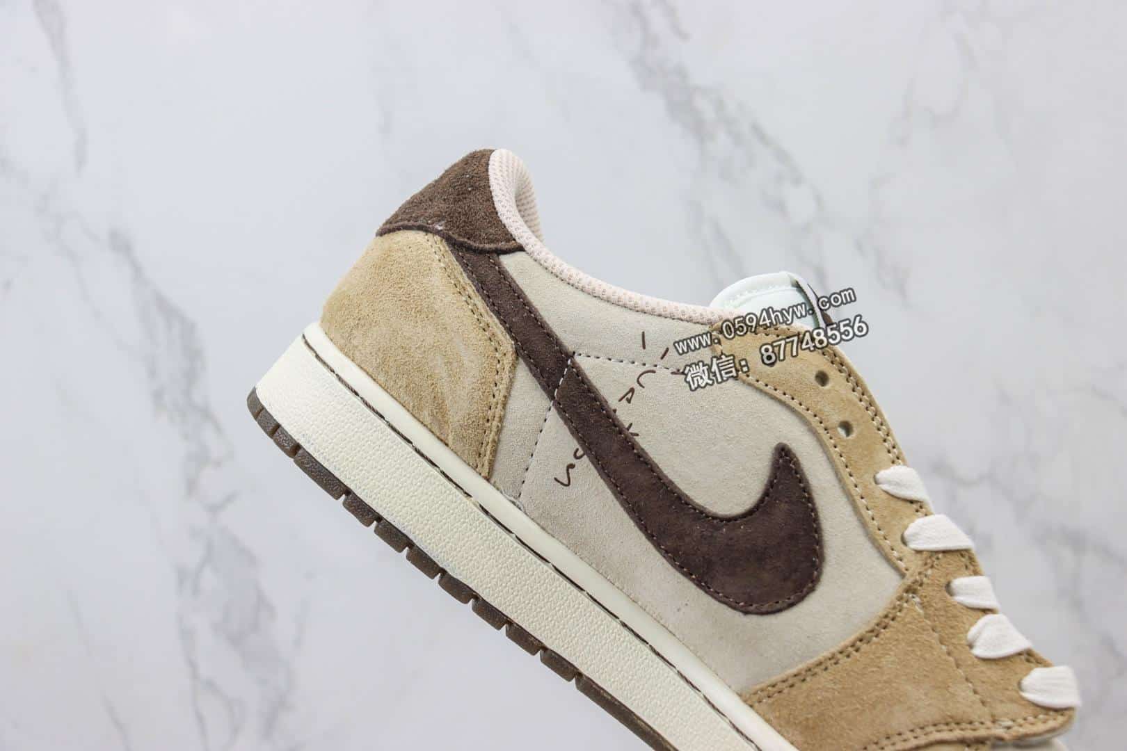 AJ1 低帮 TS联名 倒钩 麂皮 定制色 货号：DM7866-111
